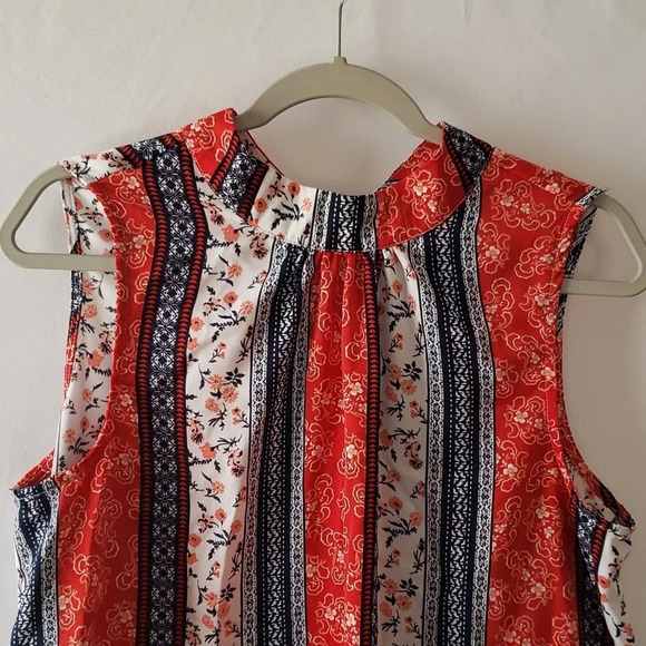 Cato Est. 1946 Sleeveless Blouse Handkerchief Hem sz Large Vintage Quilt Pattern - Picture 2 of 15